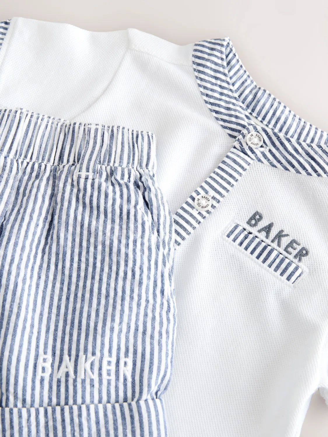 Комплект из поло и шорт, Grandad Collar Baker by Ted Baker, Белый/Синий — фото 4