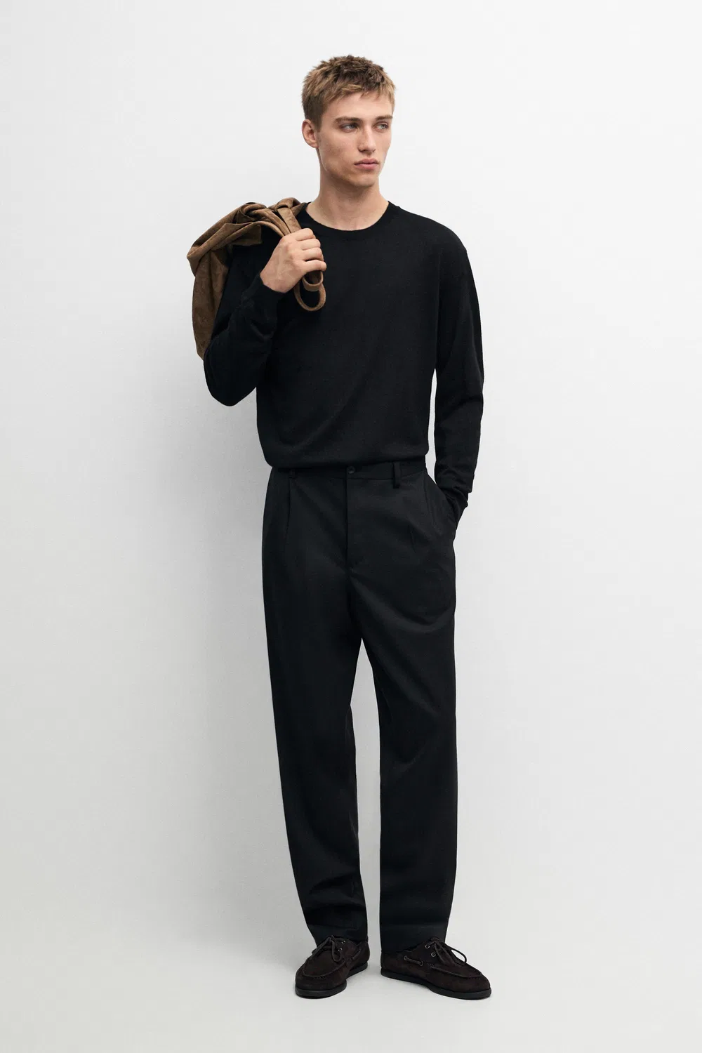 Свитер Massimo Dutti Knit 100% Cashmere Round Neck, черный — фото 2