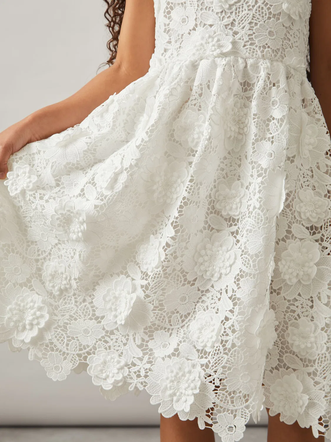 Платье миди Guipure-Lace Reiss, Ivory — фото 4