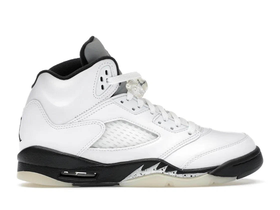 Детские кроссовки с высоким голенищем Jordan 5 Retro Reverse Metallic Jordan, White/Black/Sail/Metallic Silver