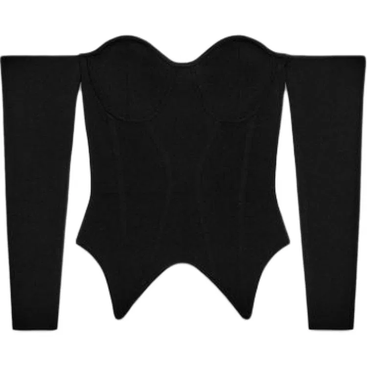 Женский вязаный топ без бретелек Black ZARA, Черный