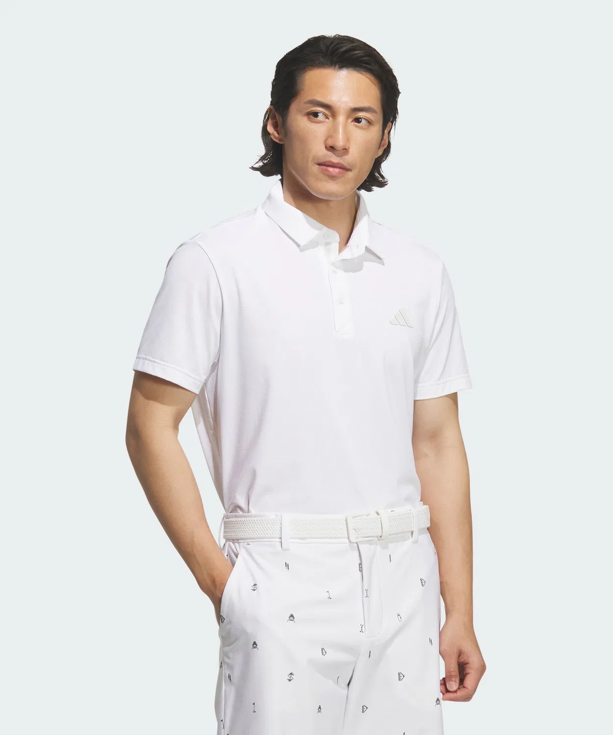 Мужская футболка-поло с принтом на спине Adidas Golf, White
