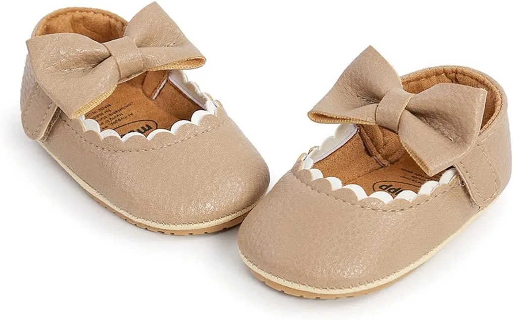Детские туфли Мэри Джейн для девочек с бантом LAFEGEN, Beige — фото 3