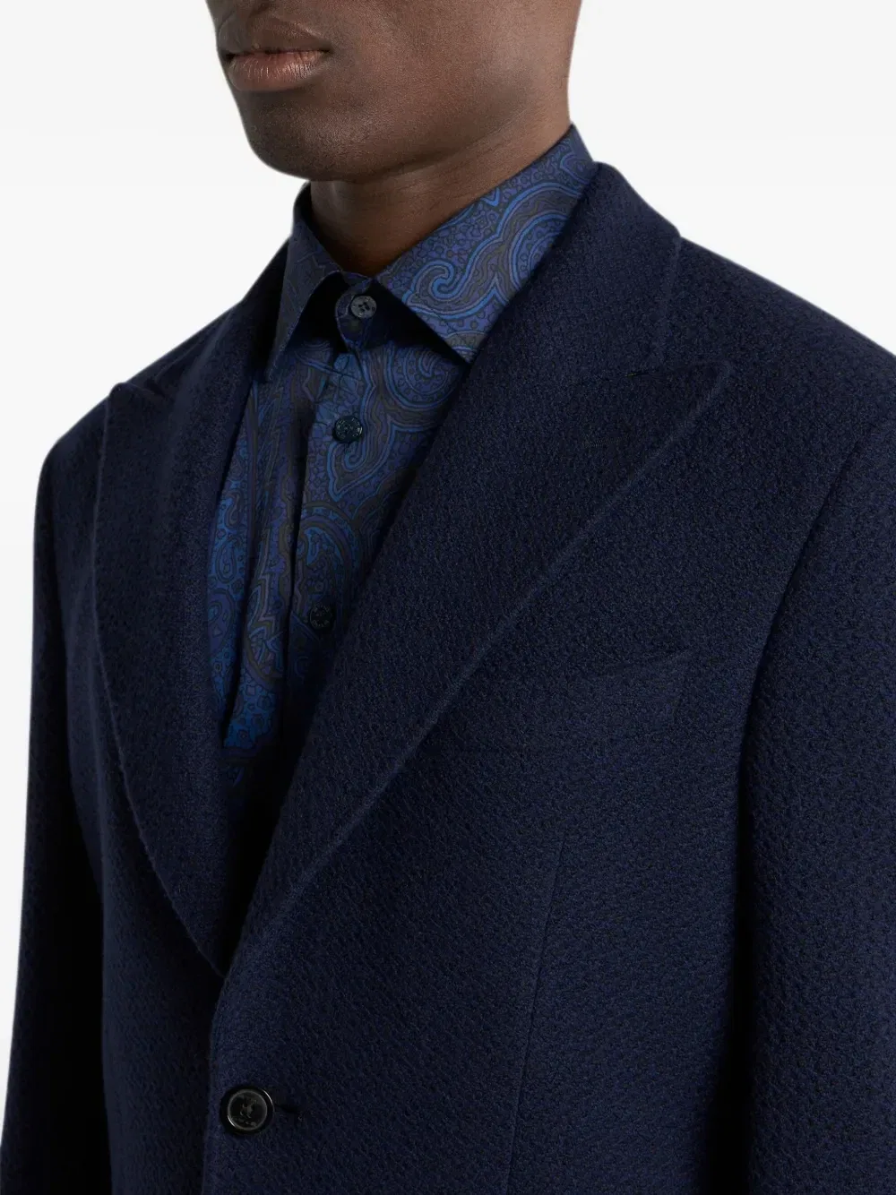 Однобортный пиджак из смеси шерсти и кашемира Etro, синий — фото 4