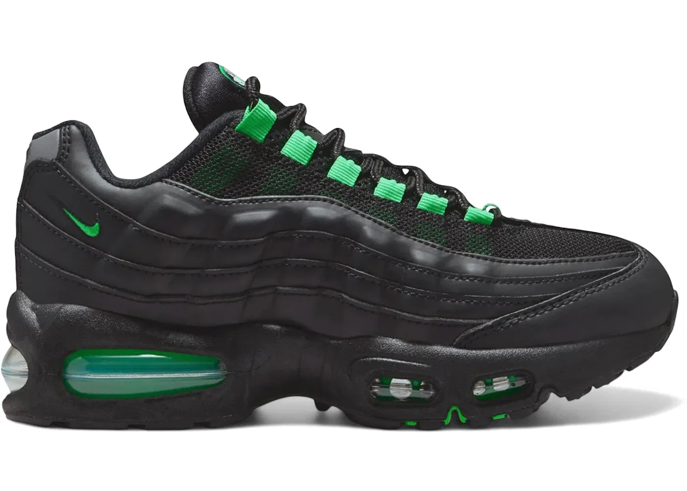 Детские кроссовки с амортизацией Nike Air Max 95 Nike, Black/Black/Pearl Grey/Green Shock
