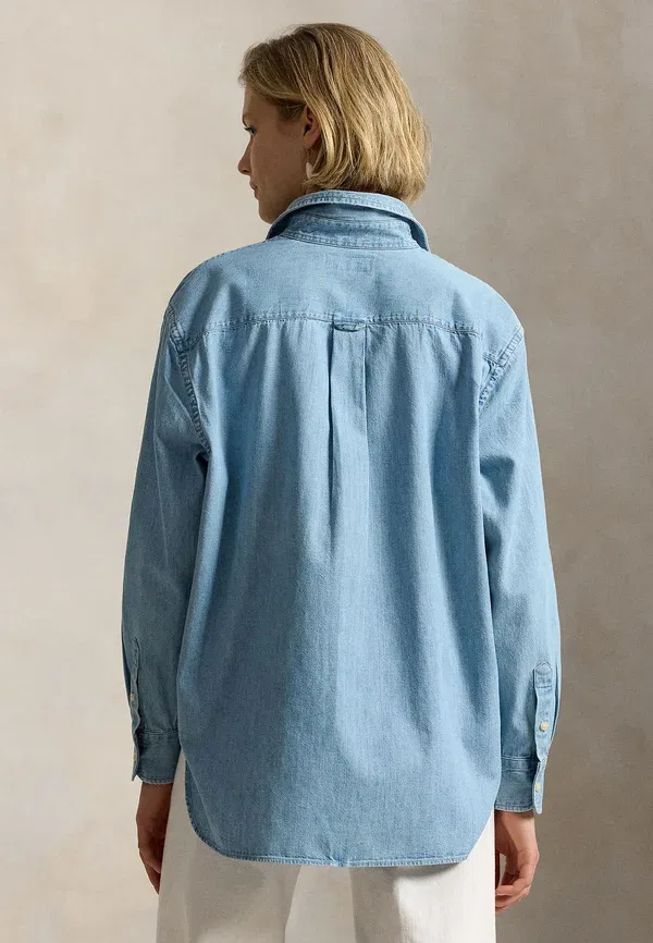 Джинсовая блуза 100% хлопок Lightweight denim shirt Polo Ralph Lauren, Sumter Wash — фото 2