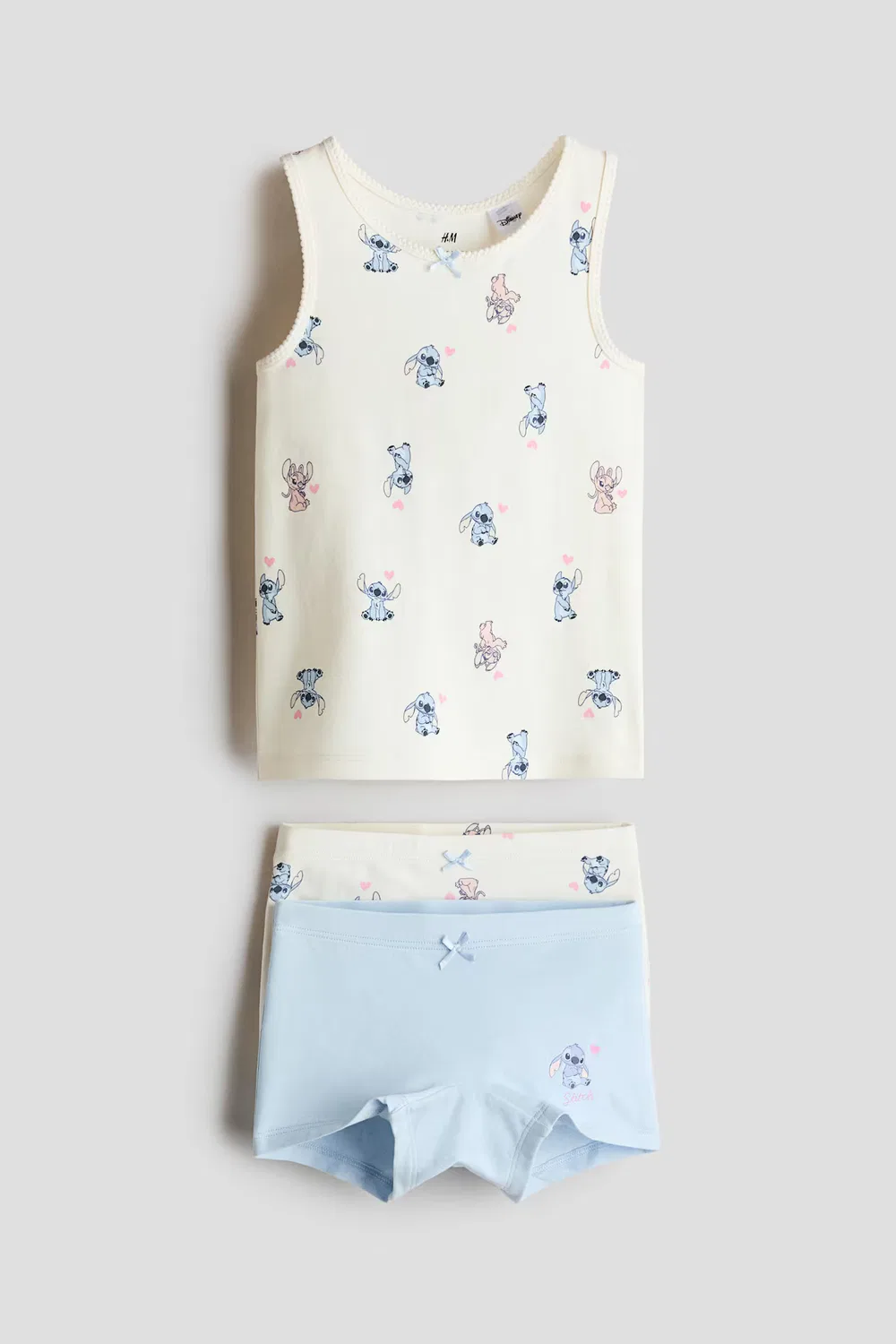 Хлопковый комплект из 3 предметов H&M, Cremefarben/Lilo & Stitch