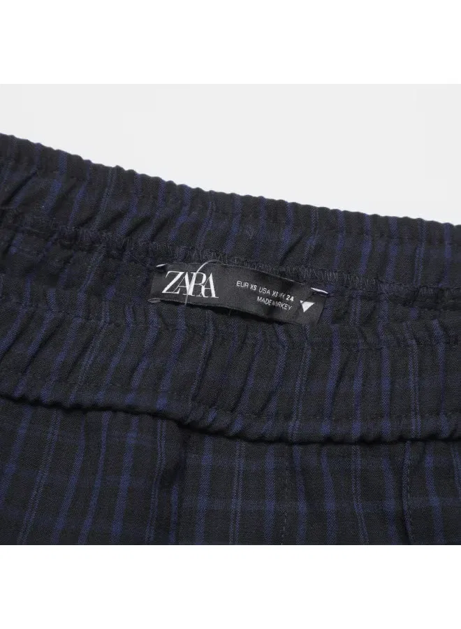 Брюки свободные с контрастной отделкой Zara, черно-синий — фото 4
