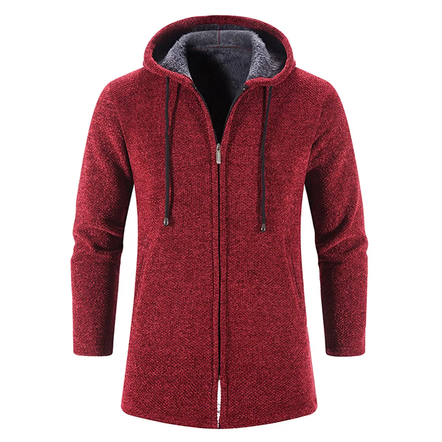 Мужская флисовая куртка с воротником-стойкой Teddy Fleece, Q04-Red — фото 2