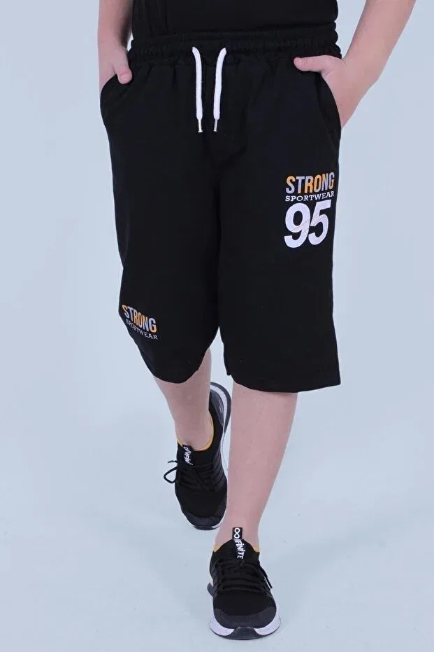 Детские шорты для мальчиков с принтом 95 Strong Print Panio Kids, Black — фото 3