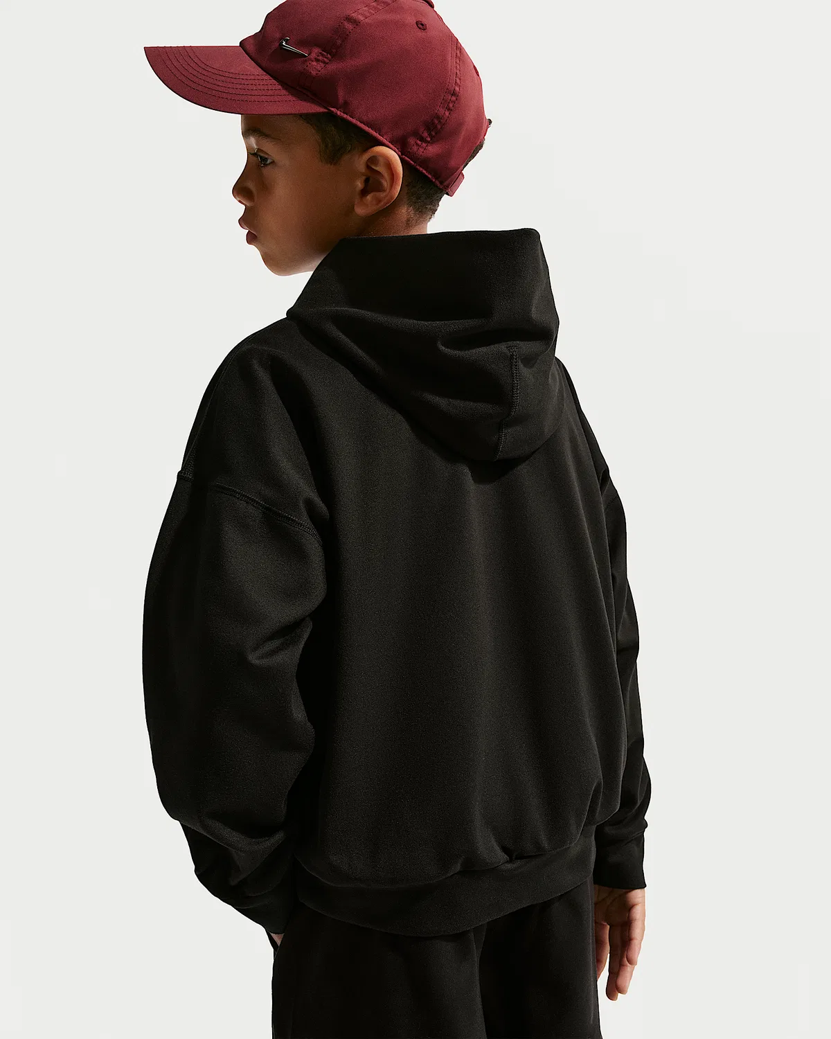 Детская (мальчиковая) флисовая кофта с капюшоном Dri-FIT Nike Pro, Black/White — фото 2