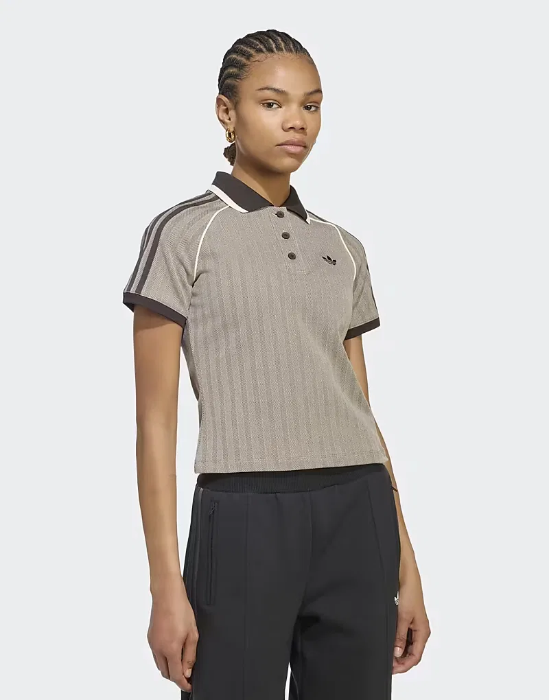 Поло Adidas Originals из твида светло-коричневый
