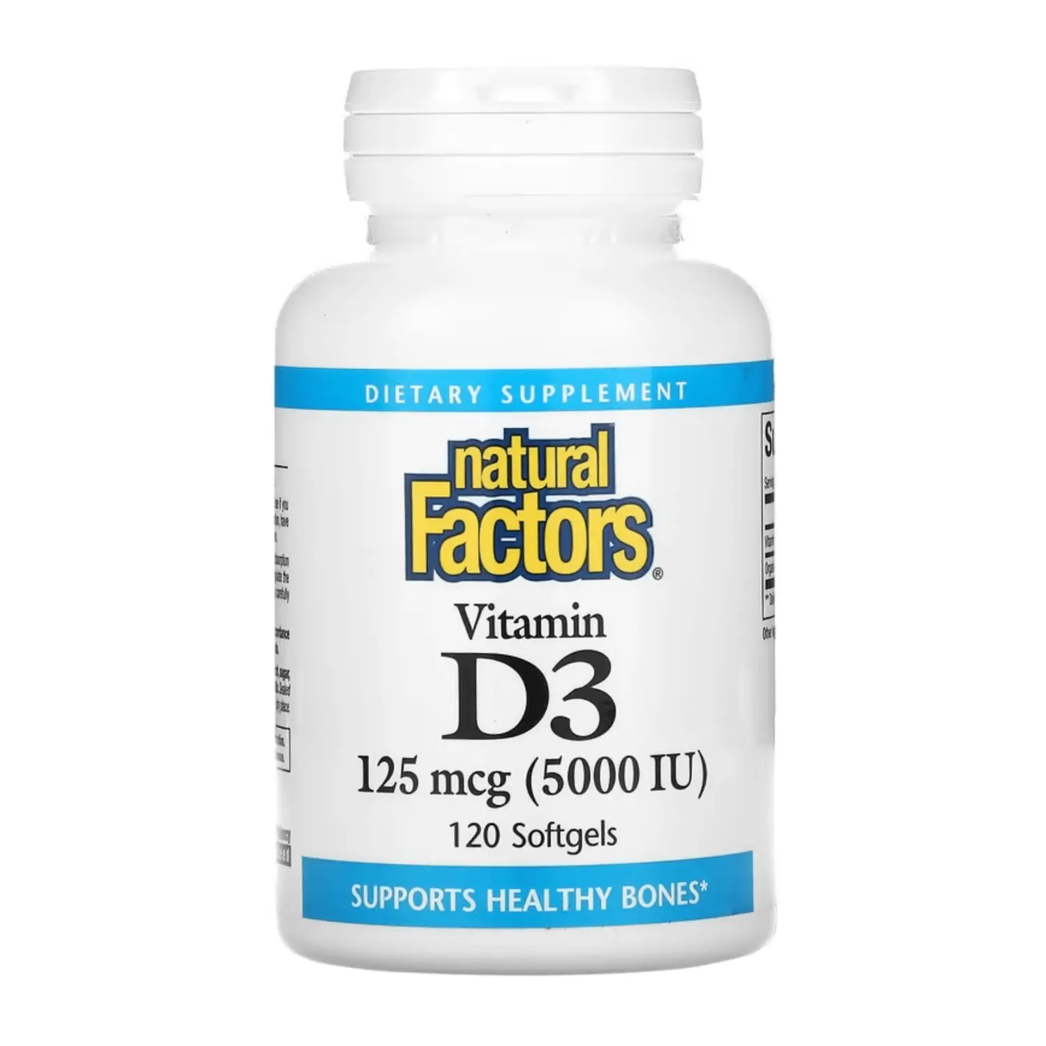 

Витамин D3 Natural Factors, 125 мкг (5000 МЕ), 120 капсул