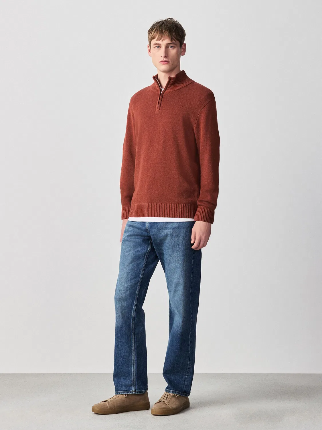 Джемпер с четверть-застежкой, Regular Fit Next, Красный — фото 2