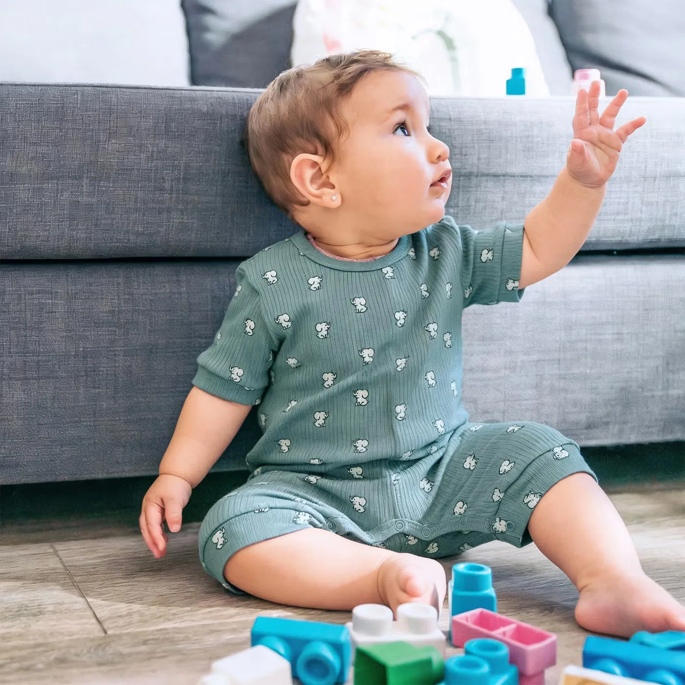 Babies Basic Боди-комбинезон с коротким рукавом, зеленый — фото 3