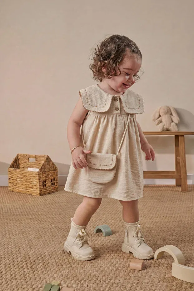 Детское платье для девочек с вышивкой Minipodyum, Beige