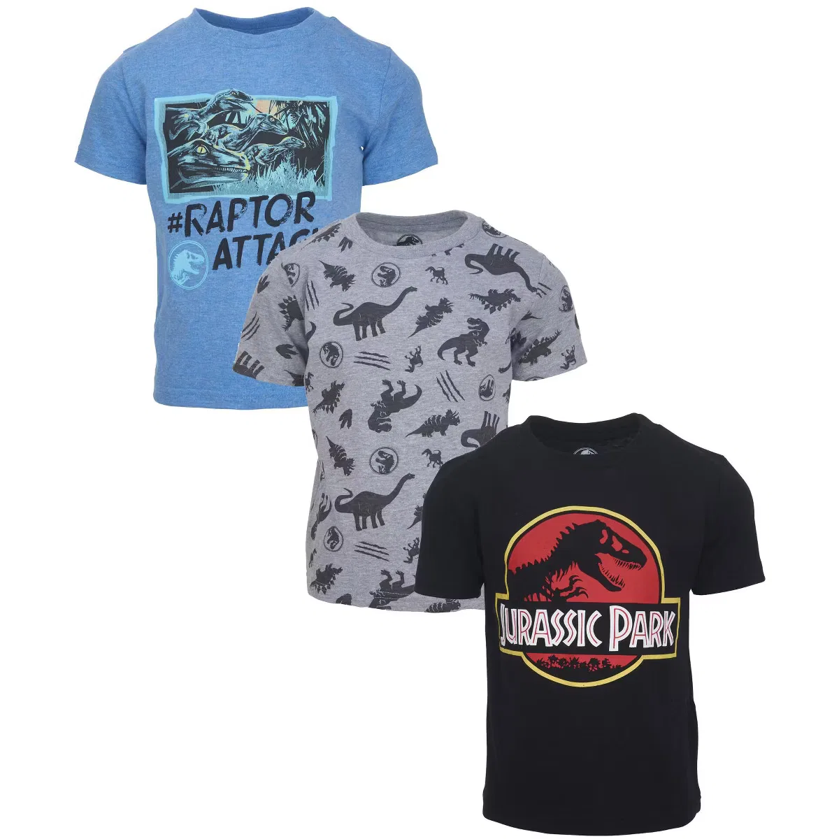 Футболка с принтом комплект футболок Jurassic Park, black/blue/gray heather