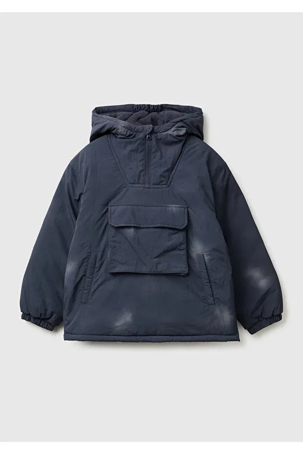 Детское пальто для мальчиков с капюшоном United Colors Of Benetton, Beige-Dark Pink