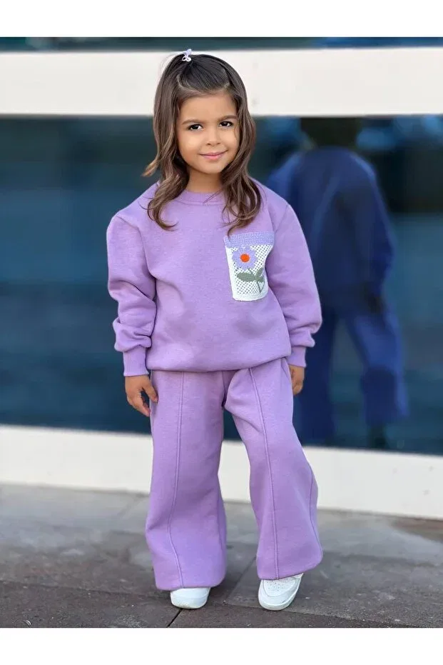 Детский комплект спортивного костюма хлопковый Basic Sinmm, Purple