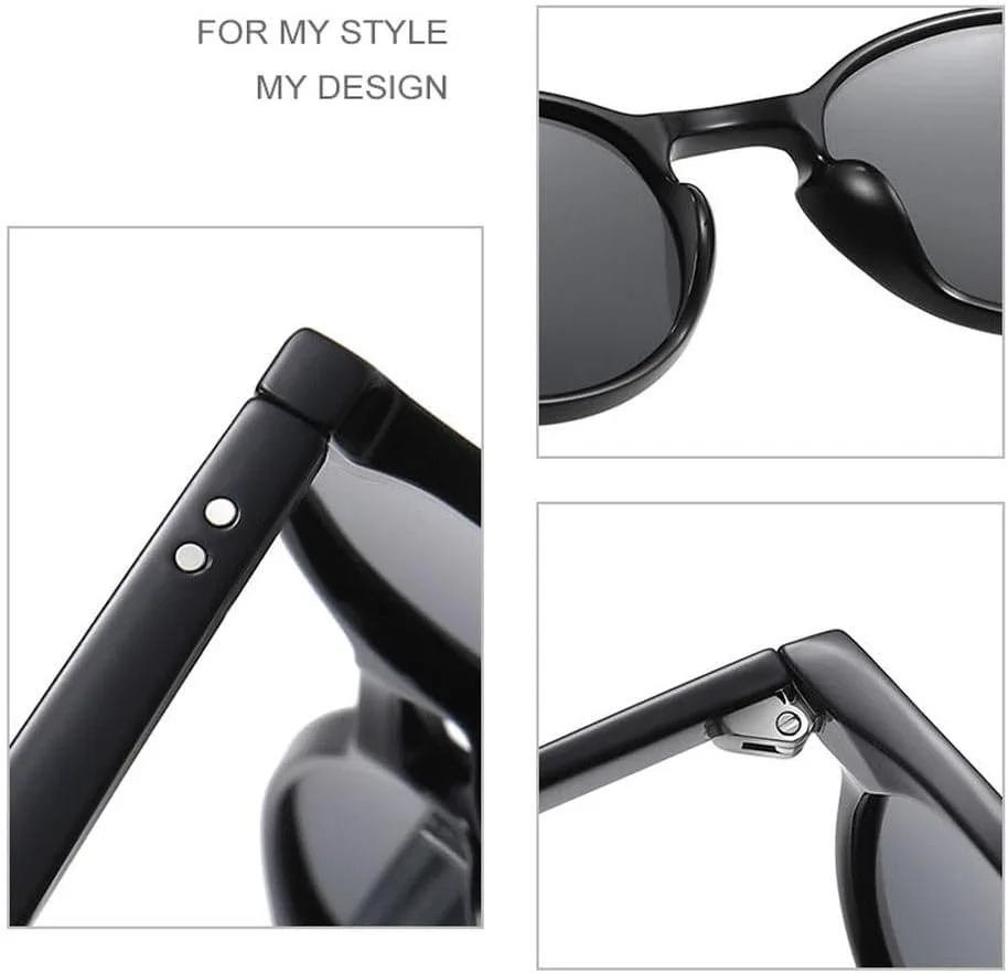 

Поляризованные солнцезащитные очки для мужчин и женщин, ретро-круглые, сверхлегкие, для вождения, винтажные солнцезащитные очки UV400 WNCKSQ, C04 Black Leo Black