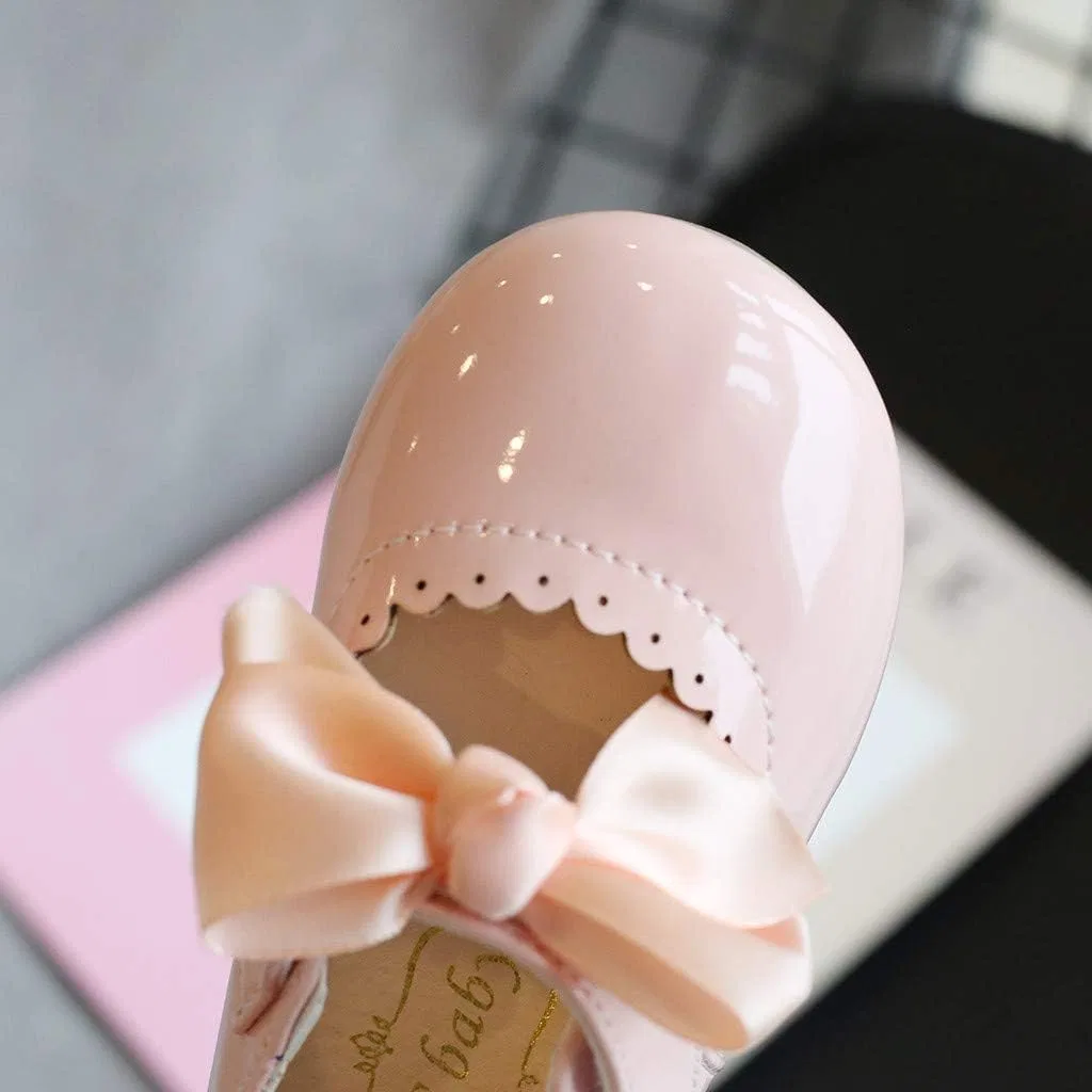 Детские туфельки-балетки для девочек с бантом Mary Jane, Pink — фото 4