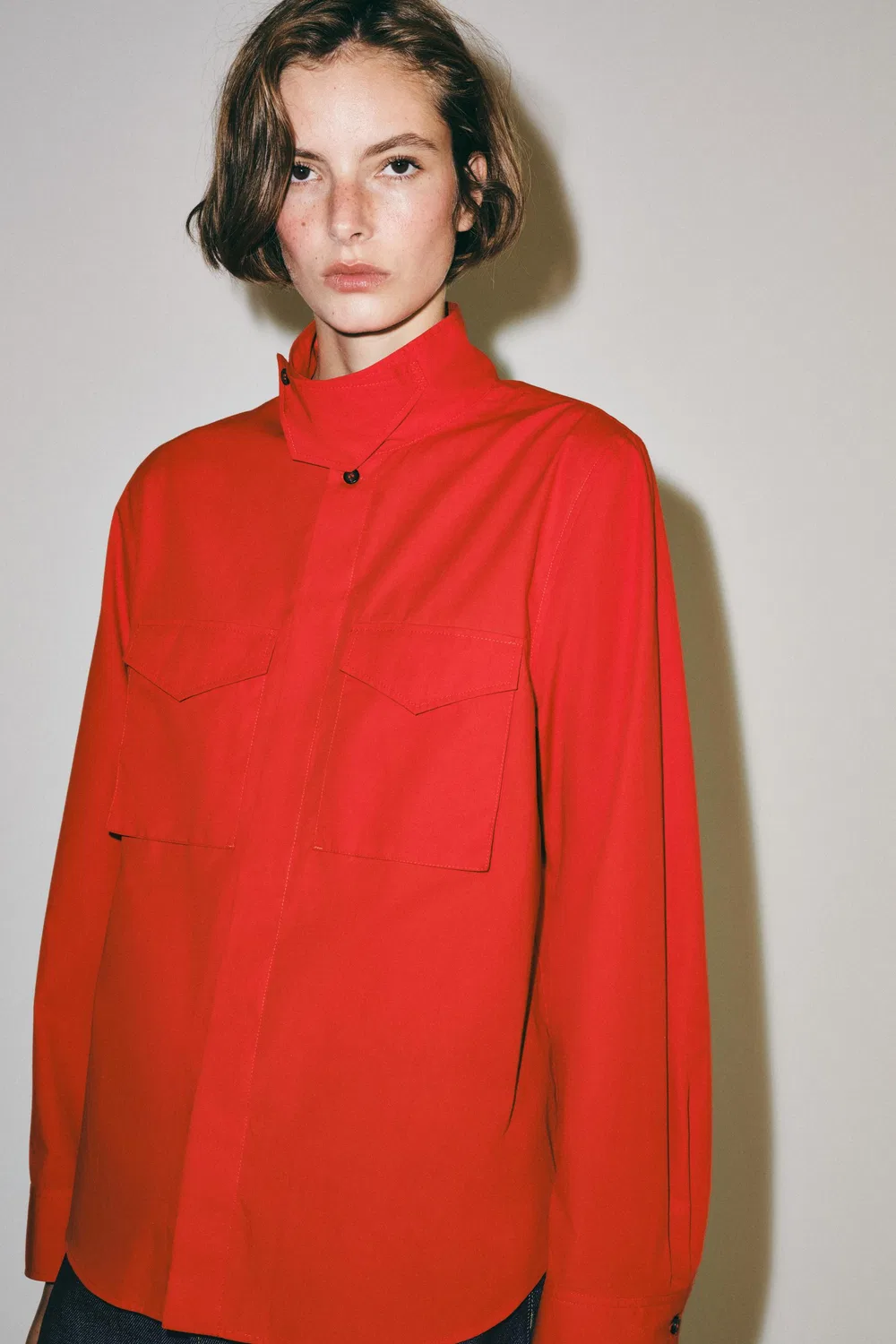Рубашка с карманом из коллекции ZW ZARA, Intense red — фото 4