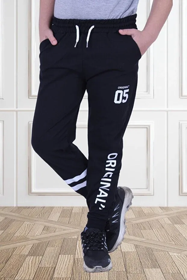 Детские спортивные штаны для мальчиков с принтом Original 05 Text Printed Fyk Collection, Black