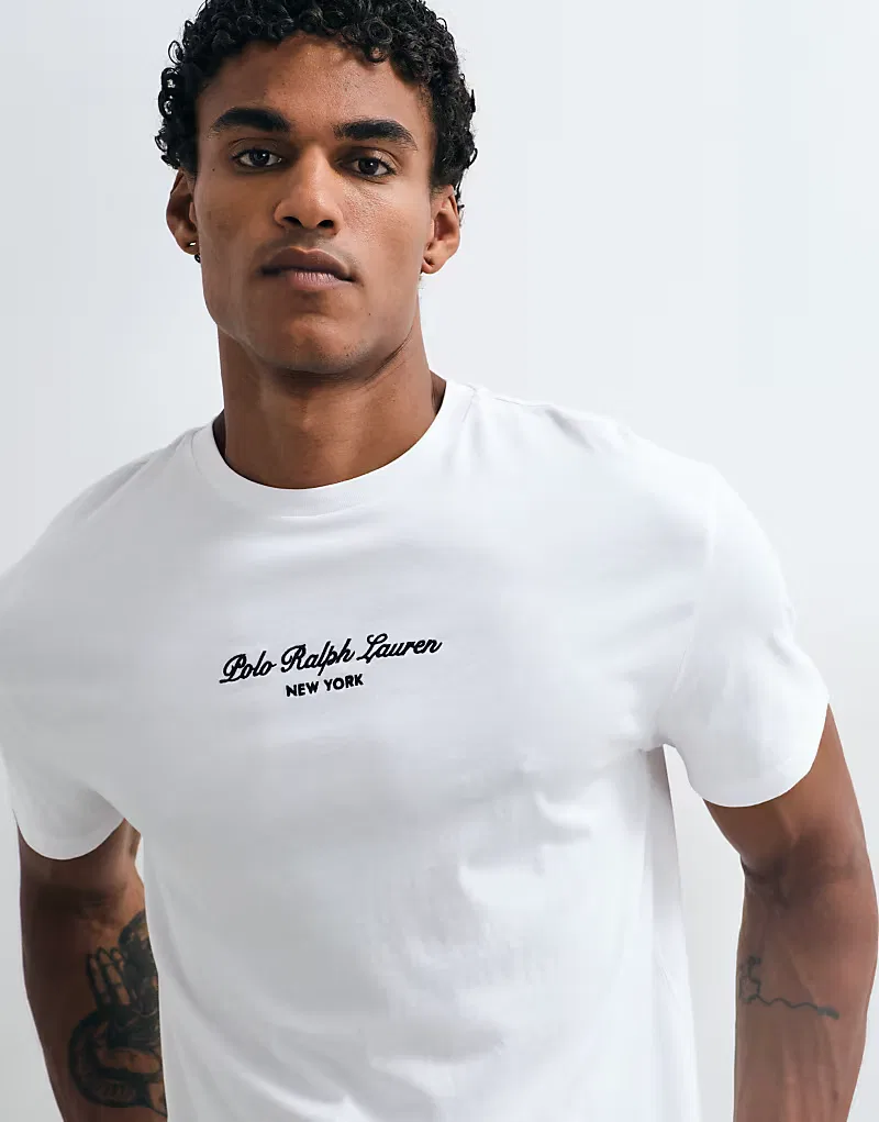 Классическая футболка Polo Ralph Lauren NY с принтом, белый — фото 2