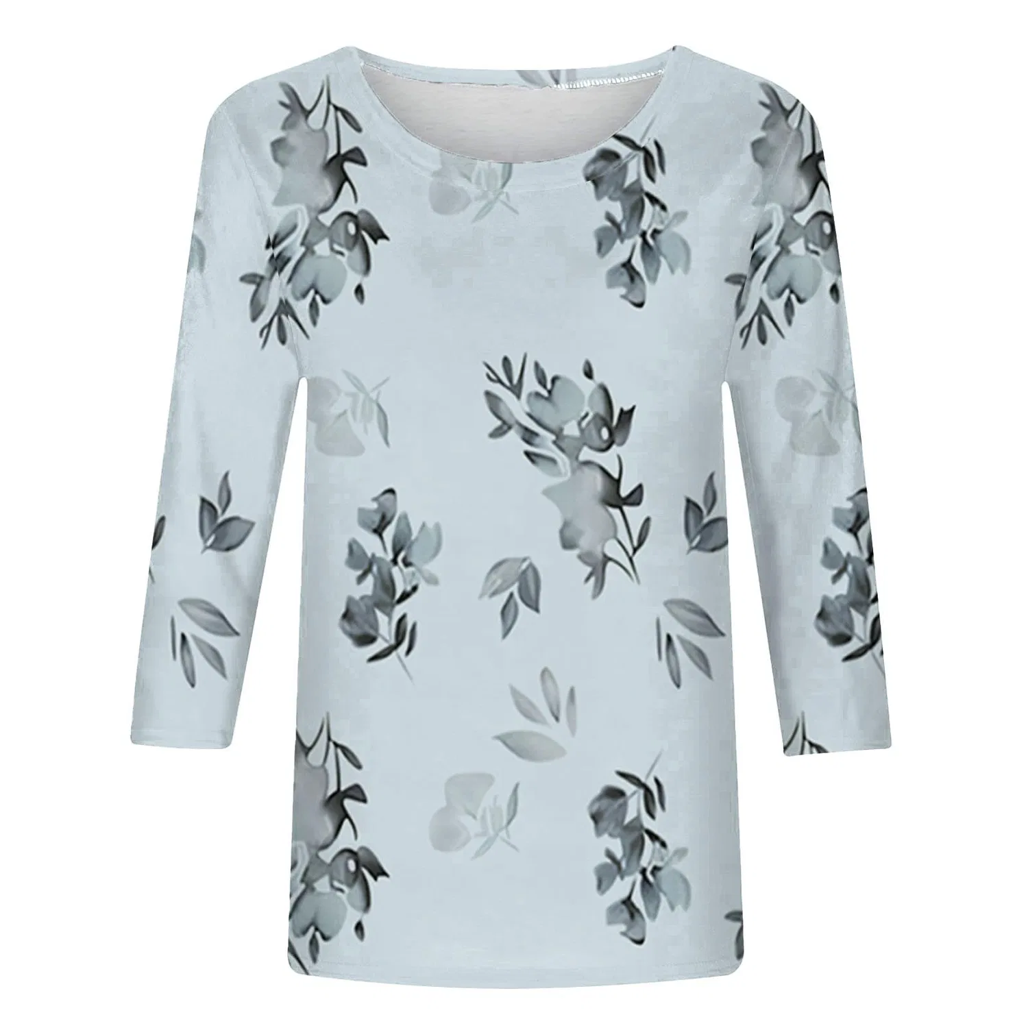 Женская футболка с принтом Plus Size T-Shirts 3/4 Sleeves, Blue #1 — фото 3