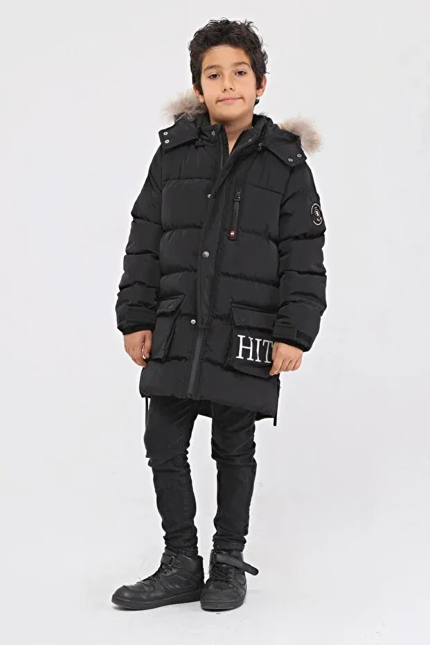 Детское пальто для девочек с длинным рукавом Benitto Kids, Black