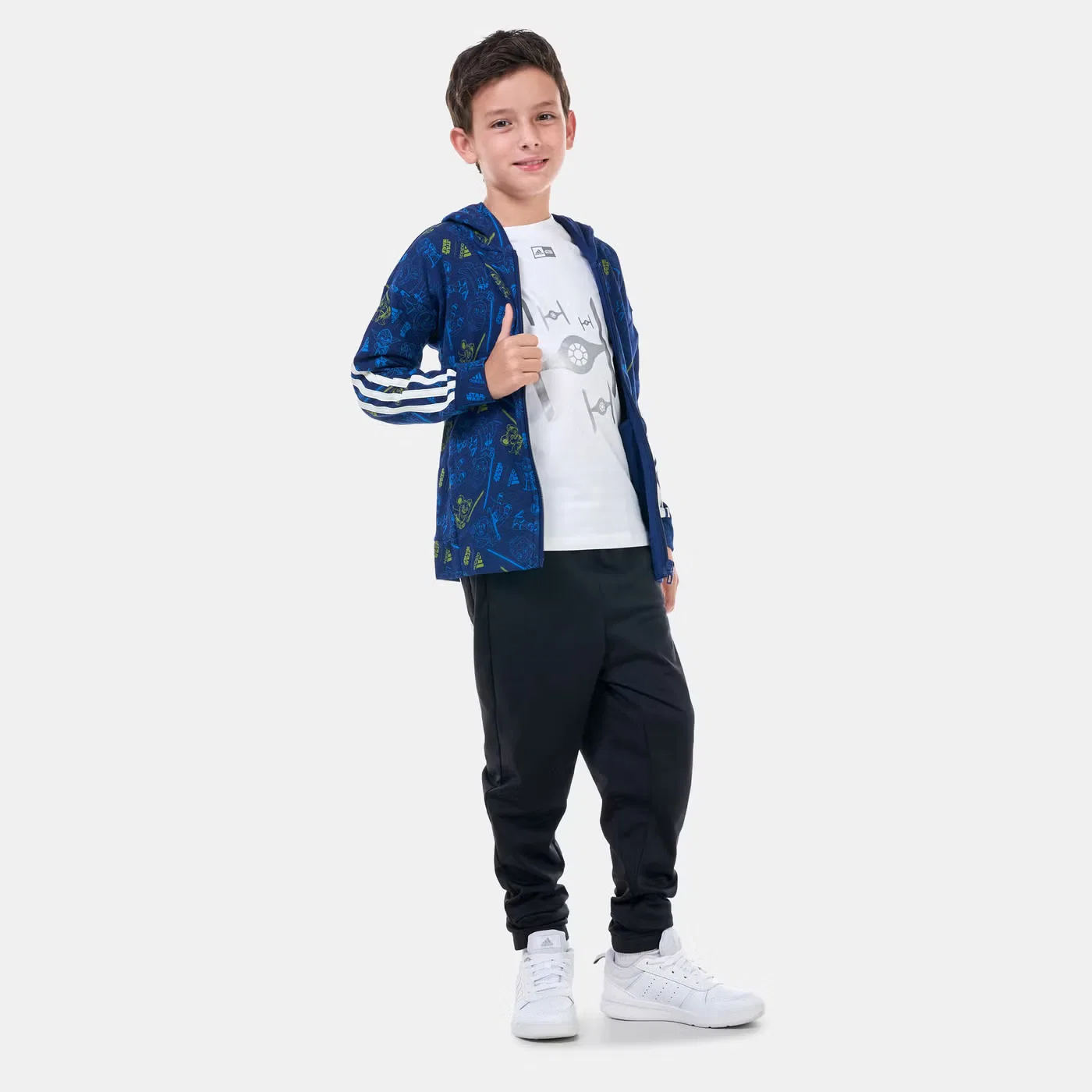 Олимпийка детская с принтом Star Wars Young Jedi Adidas, синий — фото 3