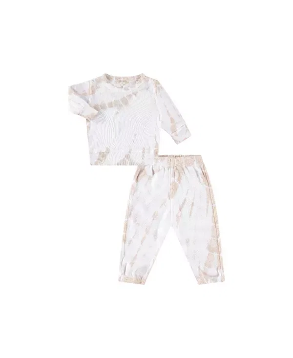 Детский комплект из футера с принтом Tie Dye Rib Pullover and Pant Set PaigeLauren, Taupe Tie Dye