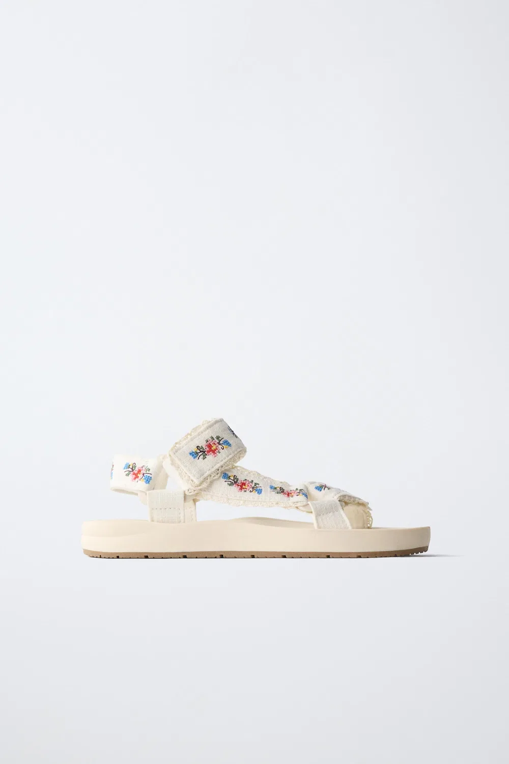 Вышитые технические сандалии ZARA, Ecru White