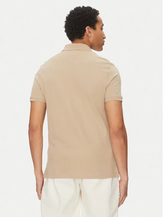 Поло regular fit Vertical Tommy Hilfiger, бежевый — фото 3
