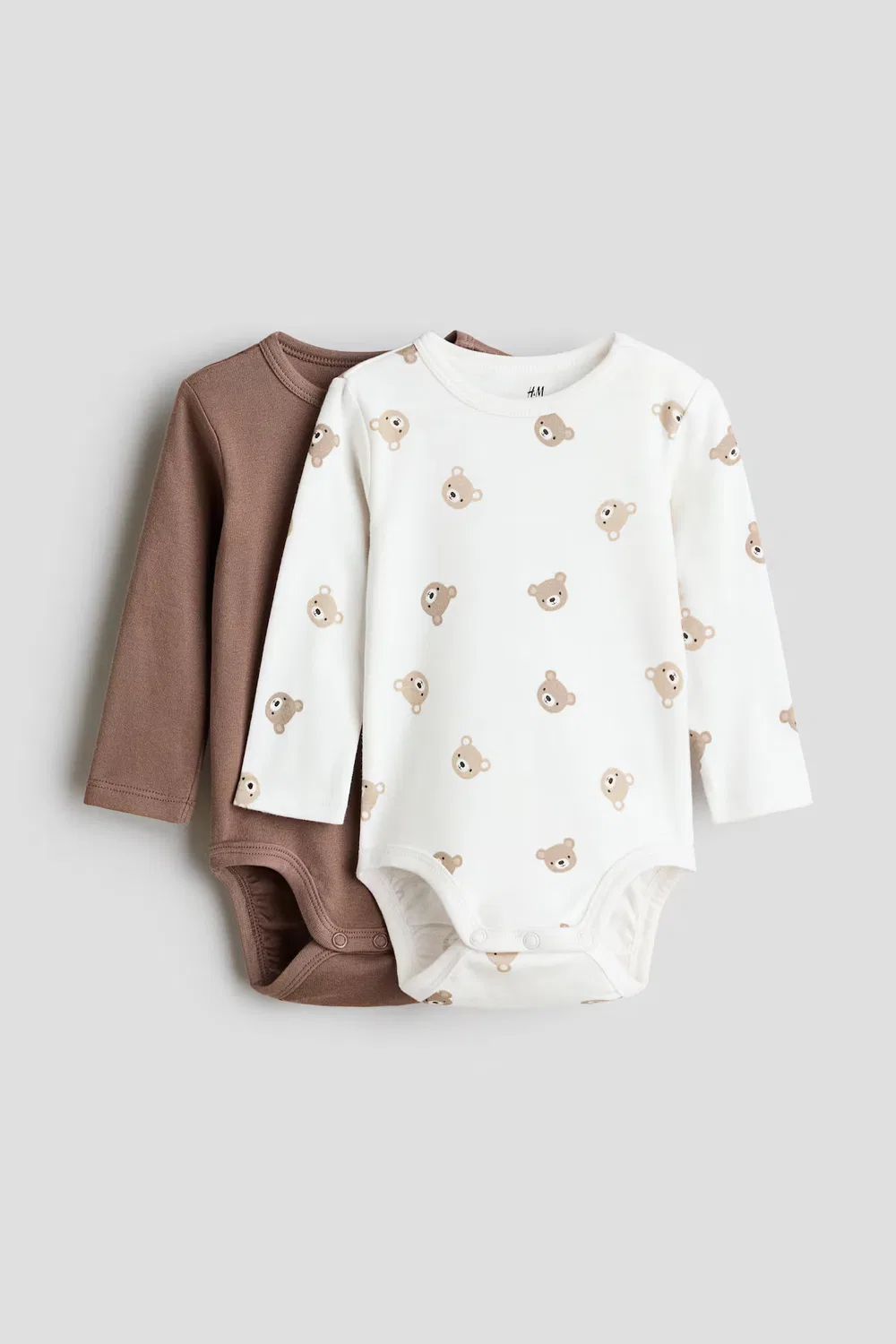 Комплект из 2 хлопковых боди H&M, Braun/Bären