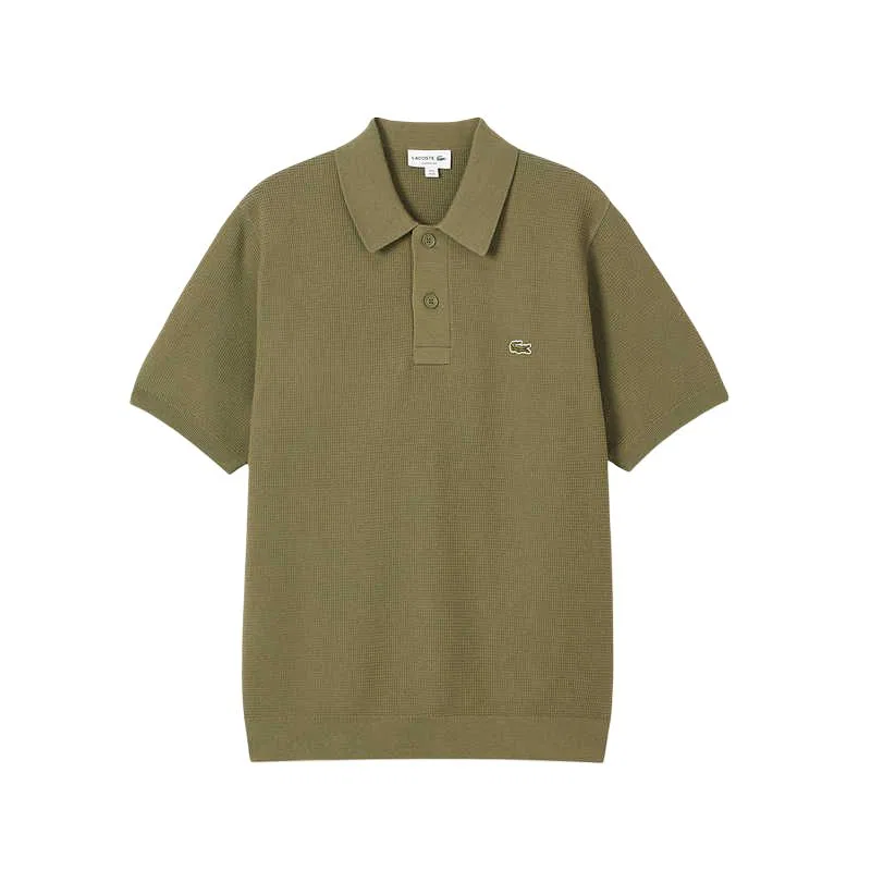 Мужское поло Lacoste, классический воротник-поло, умеренный крой, цвет хаки зеленый
