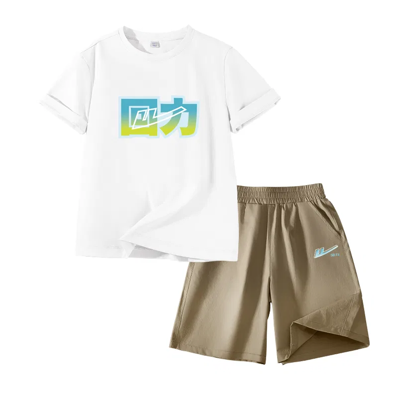 Детский спортивный костюм с круглым вырезом, тонкий стрейч, Light Blue/H Blue Green Label-Gray/H Gradient Blue K, WARRIOR — фото 4