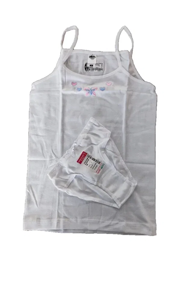 Детское белье для девочек хлопковое набор 6 трусов и 6 маек Generic Brands, White Embroidery — фото 2
