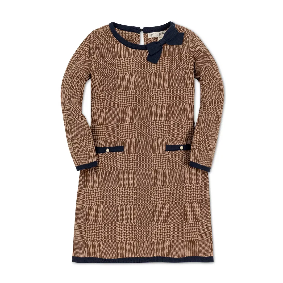Платье с длинным рукавом с бантом Intarsia Hope & Henry
