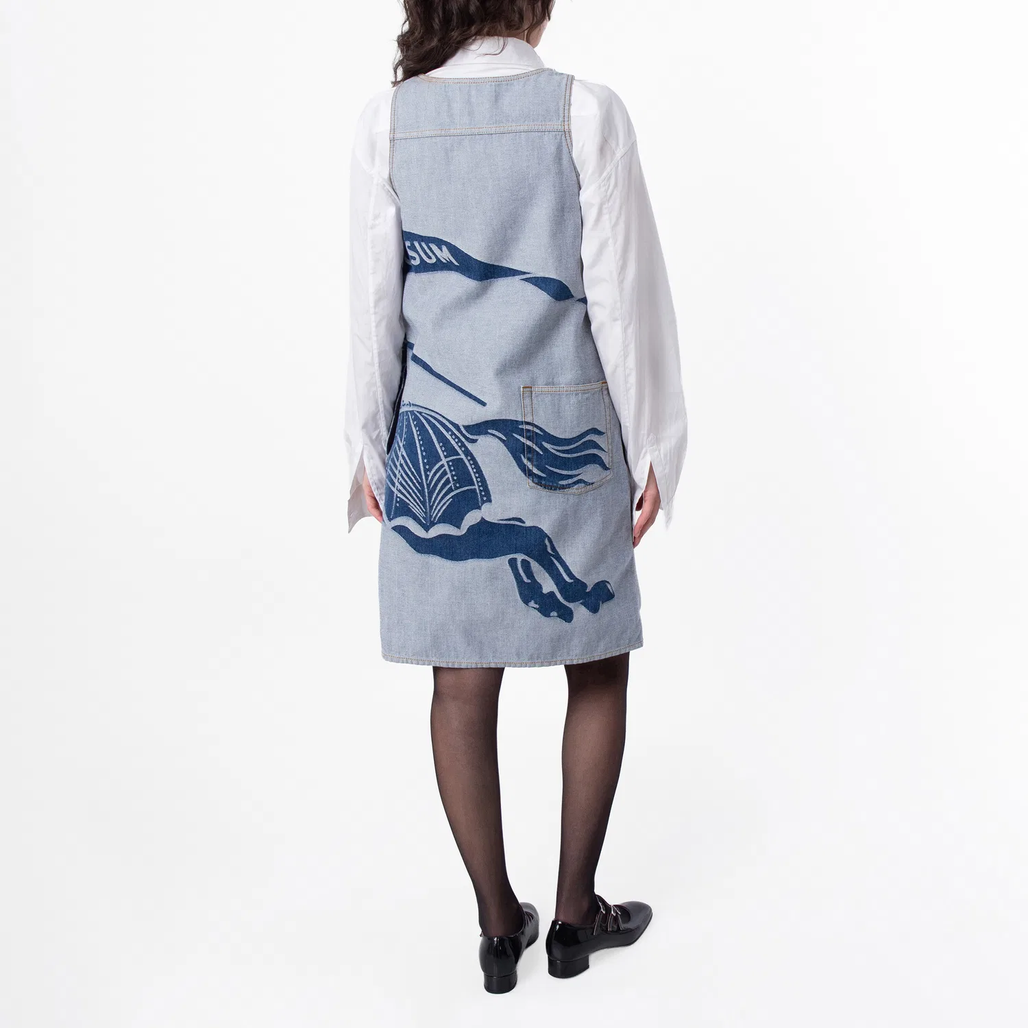 Платье без рукавов с принтом Equestrian Knight Motif Burberry, Denim Blue — фото 4