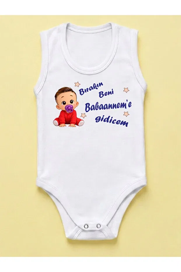 Детское боди для новорожденных с принтом Leave Me Alone I'm Going To My Grandmother's Nsr Tasarım, White