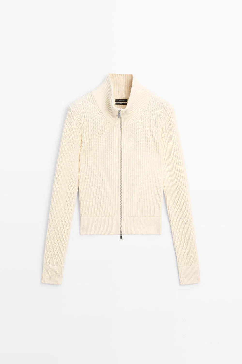 Кардиган Massimo Dutti 100% Cotton Purl Knit, кремовый — фото 2