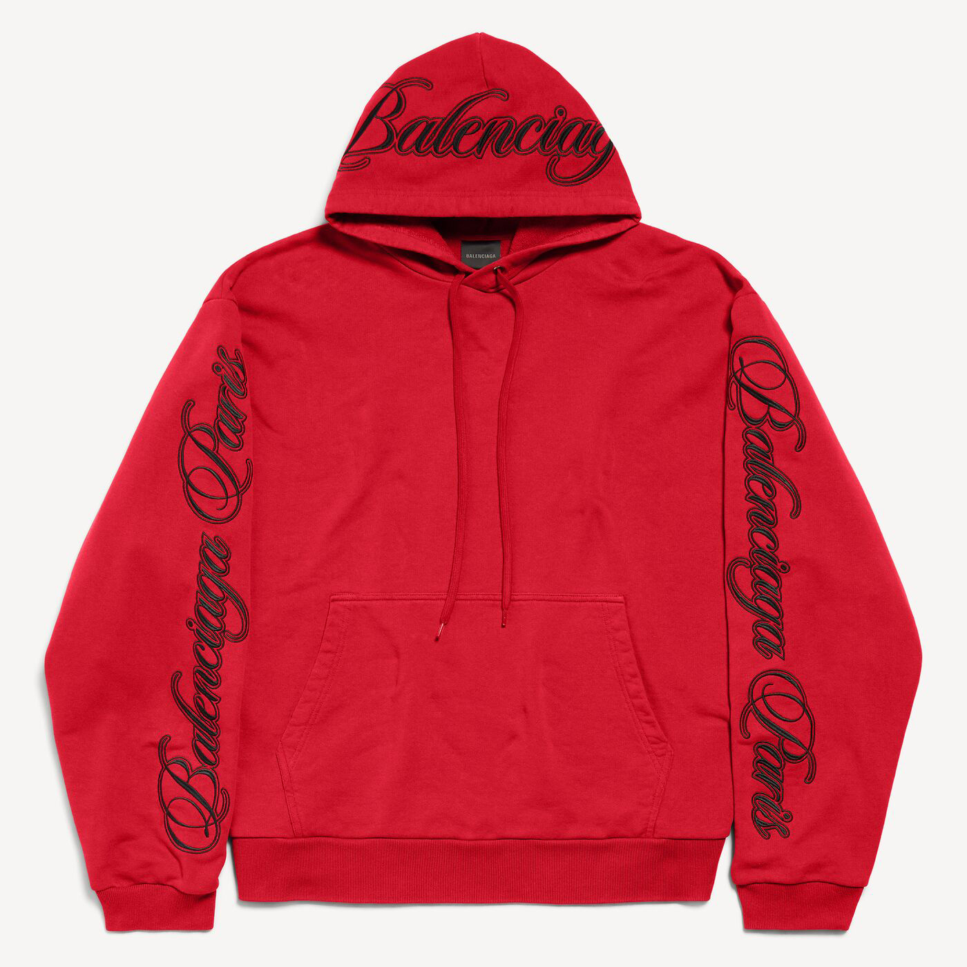 Худи Balenciaga Cursive Oversized, красный/черный