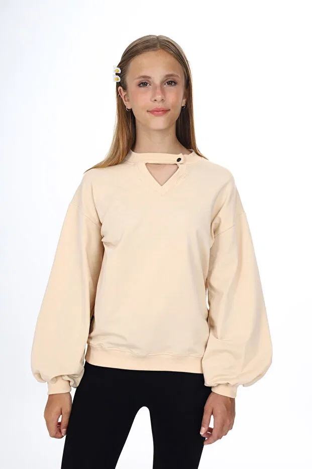 Детские свитшот для девочек с длинным рукавом Toontoy, Beige — фото 3