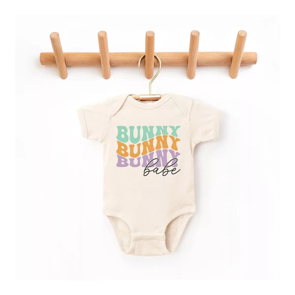 Детский боди с коротким рукавом Bunny Babe Stacked The Juniper Shop, Natural