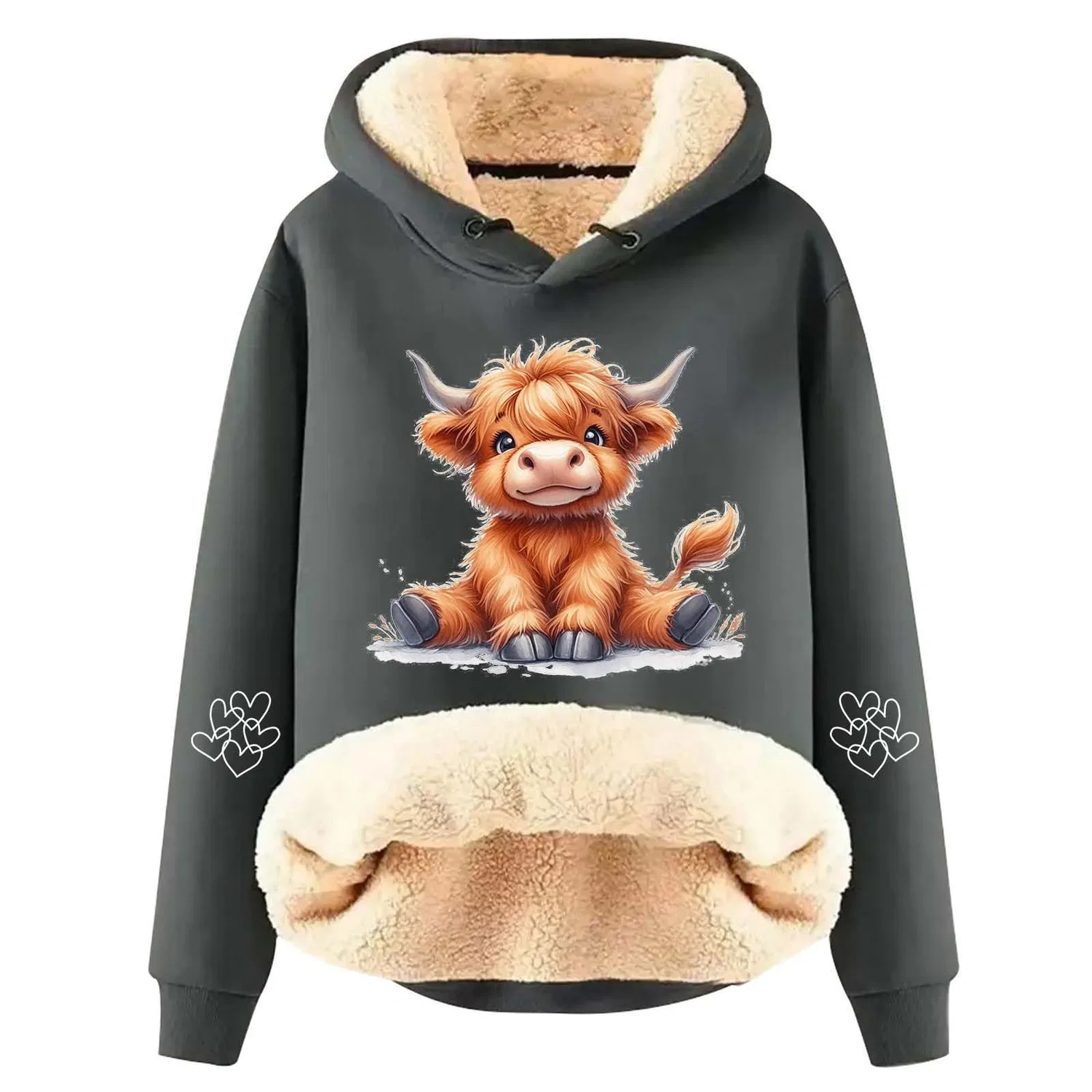 Женское теплое пальто с капюшоном из овчины, Grey