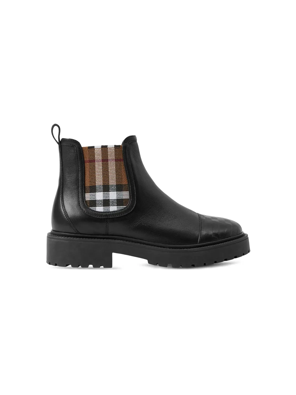 Сапоги из кожи с клетчатым принтом Burberry, черный