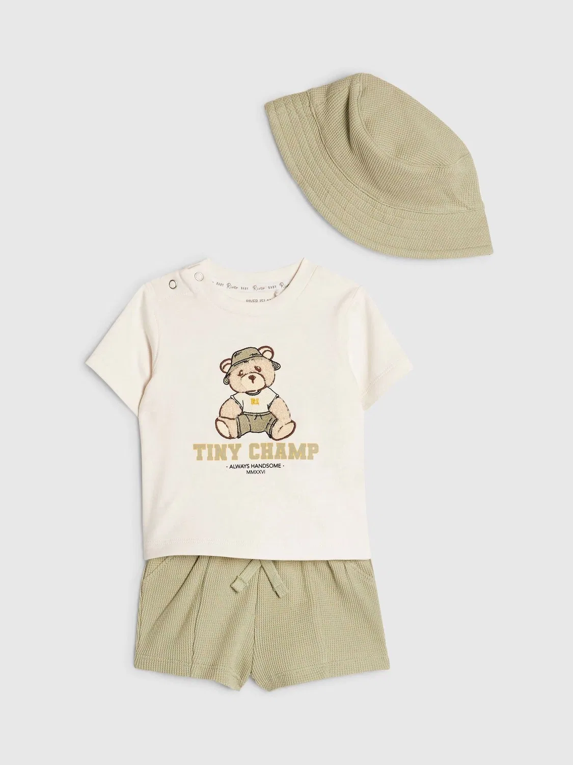 Комплект из футболки, шорт и панамы, Tiny Champ River Island, зеленый