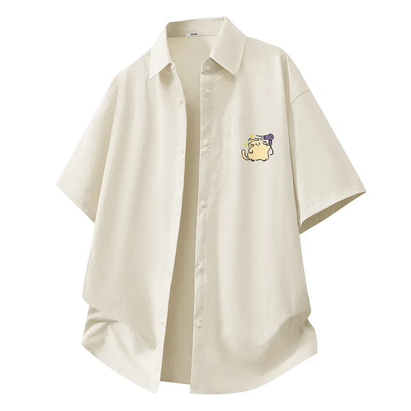 Детская рубашка с отложным воротником MINISO, Ice Silk Sun Protection White (Chest Logo for Blowing Cat) — фото 3