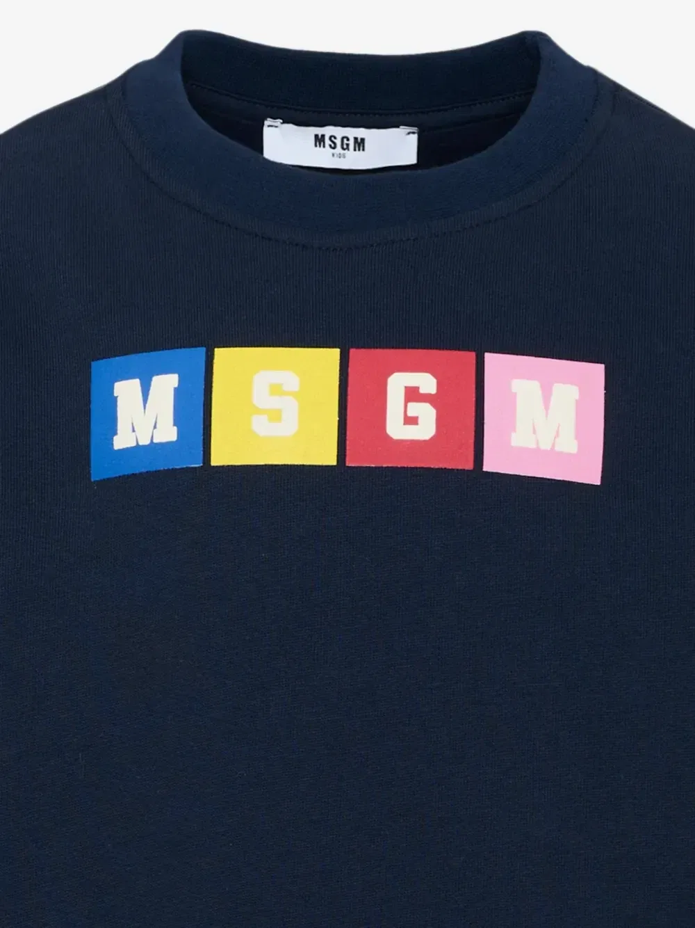 Хлопковая толстовка с логотипом Msgm Kids, синий — фото 3